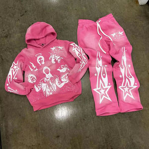 Conjunto Deportivo Informal de Otoño, Sudadera con Capucha y Pantalones Deportivos, Conjunto Completo Unisex de Algodón, Pantalones Deportivos Acampanados - Product Image 1