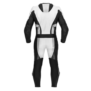 Traje de carreras de cuero de una pieza para hombre al por mayor, equipo profesional blanco con rayas negras para ciclistas - Product Image 5