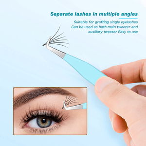 Pince à épiler d'extension de cils DIYDAY Pince à épiler de précision pour sourcils en acier inoxydable Lake Bule - Product Image 5