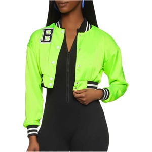 เสื้อแจ็คเก็ตตัวแทนของผู้หญิงที่ทันสมัยที่กําหนดเองหลวมลําลองพิมพ์เสื้อแจ็คเก็ตเครื่องบินทิ้งระเบิดชุดเบสบอลสีสันสดใส - Product Image 3