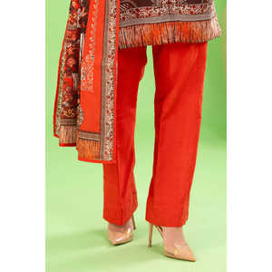 Conjunto de 3 piezas de salwar kameez de algodón khaddar estampado con dupatta de zari pesado, ropa paquistaní para festivales WNS-52043 - Product Image 5