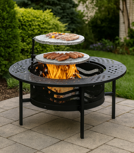 โต๊ะไฟเผาไม้พร้อมตะแกรงและฝาสำหรับด้านนอกมีฝาปิดกันน้ำและโป๊กเกอร์ไฟสำหรับบาร์บีคิวโต๊ะและกองไฟ - Product Image 4