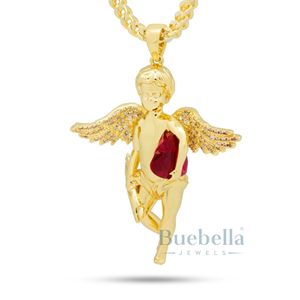 Cupido colgante 925 collar de plata para hombres y mujeres de lujo chapado en oro estilo Hip Hop Iced Bling colgante joyería de moda - Product Image 1