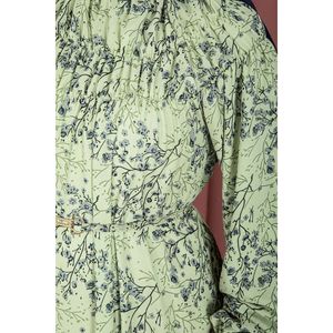 Vestido Hijab de Chifón con Estampado Floral y Cintura Imperio, Diseño con Pliegues Delanteros y Detalle de Moda - Product Image 6