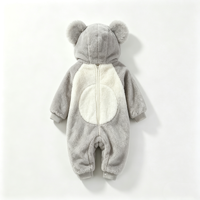 Combinaison bébé en peluche koala gris personnalisée, combinaison bébé à capuche en polaire koala, combinaison costume animal koala pour nouveau-né