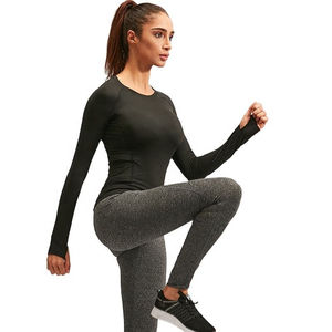 Camisetas de yoga para gimnasio de manga larga para mujer, camisetas de yoga activas de compresión cómodas con diseño sin costuras, ropa estampada cálida - Product Image 3