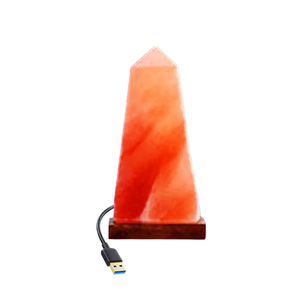 Lámpara USB de sal del Himalaya hecha a medida, decoración ligera del hogar, Base de madera, precio bajo, lámparas de sal USB de alta calidad - Product Image 1