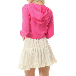 Wholesale Custom LOGO High Quality Women Blank Full <b>Zip</b> <b>up</b> Drawstring Soft Fleece Oversized Lounge <b>Cropped</b> <b>Zip</b> Through Hoodie - Product Image 6