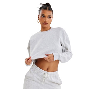 Wholesale Womens Cropped Hoodie Sweatshirt Blank Hooded <b>Top</b> Custom Logo Private Label OEM ODM - Product Image 1