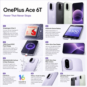 Gen5 Snapdragon8 <span class=keywords><strong>OnePlus</strong></span> <span class=keywords><strong>Ace</strong></span> 6T 5G ของแท้8300มิลลิแอมป์165Hz1.5K แบตเตอรี่ขนาดใหญ่100วัตต์ชาร์จเร็ว IP69กันน้ำ - Product Image 3