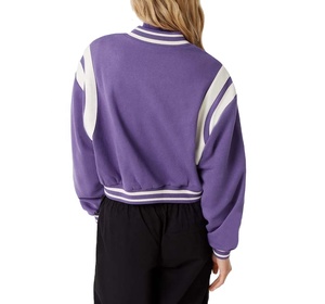 แจ็คเก็ตวาร์ซิตี้แบบครอปสำหรับผู้หญิง คุณภาพพรีเมียม ทำจากผ้าขนสัตว์ แจ็คเก็ตเบสบอลแบบมีตัวอักษร แขนยาว ซิป บุด้วยโพลีเอสเตอร์ แจ็คเก็ตผู้หญิง - Product Image 2