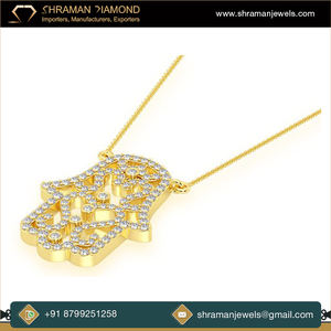 New Arrival Fashion Jewelry 0.5 TCW Custom Iced Out Custom Hamsa Hand 14K Solid Gold VS Natural Diamond <b>Pendant</b> for <b>Men</b> or Women - Product Image 2