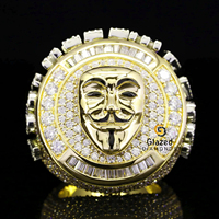 Bague Hip Hop Unique en Argent Sterling 925 pour Homme, Sertie de Diamants de Laboratoire Taille Baguette Ronde, 16 TCW, Idéale pour Fêtes et Mariages
