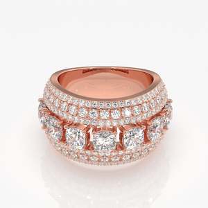 Stellar <b>Cushion</b> & <b>Round</b> Cut Moissanite Diamond Wedding Sterling Silver Band Ring - Product Image 5