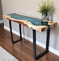 Table à manger convertible et extensible de luxe moderne de qualité supérieure en bois de noyer massif avec plateau en résine époxy pour la maison et l'école