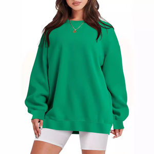 Sudadera holgada de gran tamaño de Color sólido para mujer Sudadera de manga larga con cuello redondo personalizable - Product Image 6