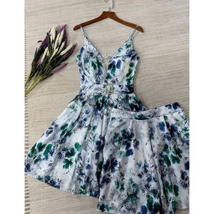 Elegante vestido de patinadora con patrón de puntos florales, correa ajustable, decoración con cremallera, escote Halter, volantes para fiesta de oficina, tallas XS 5XL - Product Image 3