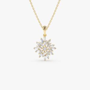 Collar con Colgante de Diamantes en Forma de Baguette, Diseño Nuevo, en Oro Amarillo Puro de 18K, Diamantes Cultivados en Laboratorio, Chapado en Oro, para Mujer - Product Image 1