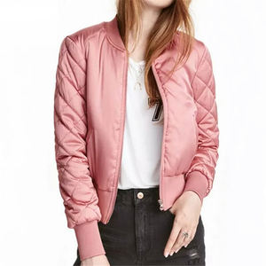 Chaquetas de bombardero de satén para mujer al por mayor, ropa de abrigo de moda brillante ligera para ropa de calle, chaqueta de bombardero informal y de moda - Product Image 6