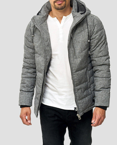 Padded Stand <b>Collar</b> Hooded High Quality Canvas Puffer <b>Jacket</b> for Unisex Winter Casual Wear Warm Zipper <b>Jacket</b> - Product Image 1
