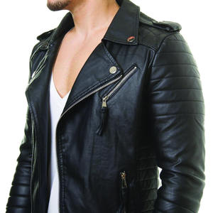 Nouvel arrivage Vestes en cuir pour hommes noires décontractées et coupe-vent personnalisées pour l'équitation motard et moto Support en toile véritable tendance élégant - Product Image 5