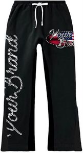 Ensemble de survêtement 2 pièces pour homme, survêtement graphique, 100% coton, sweat-shirt à capuche et pantalon de survêtement évasé, ensemble de survêtement imprimé à l'écran - Product Image 4