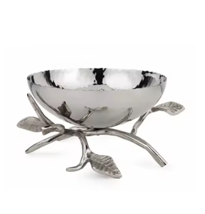 Cuenco para servir decorativo de metal contemporáneo con textura atractiva en el interior adecuado para reuniones formales y uso informal en comidas - Product Image 2