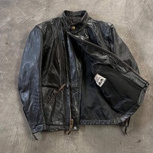 <span class=keywords><strong>Chaqueta</strong></span> <span class=keywords><strong>de</strong></span> <span class=keywords><strong>cuero</strong></span> negro vintage con logotipo personalizable-Estilo <span class=keywords><strong>de</strong></span> <span class=keywords><strong>motocicleta</strong></span> retro con cremallera asimétrica y cuello alto - Product Image 4