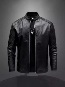 Veste zippée en cuir de vachette souple de haute qualité pour hommes Veste de moto de style rétro personnalisée portée en pierre Slim Fit Heavyweight - Product Image 2