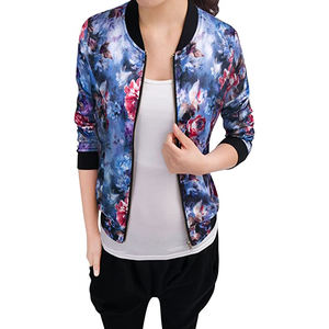 Veste bomber d'hiver pour femme, nouvelle collection 2023, col montant, fermeture éclair, style varsity, 100% polyester, toile vintage - Product Image 1
