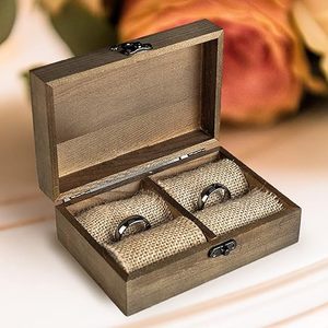 Boîte à bagues recyclable en forme de coeur en relief en bois de noyer noir massif nouveau matériau boîte d'emballage de bijoux cadeau - Product Image 1