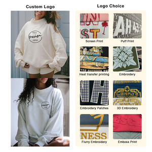 Alta calidad de las mujeres de uso diario de lana logotipo personalizado marfil Color sólido cuello falso pulóver de gran tamaño para jóvenes sudadera de peso pesado - Product Image 2