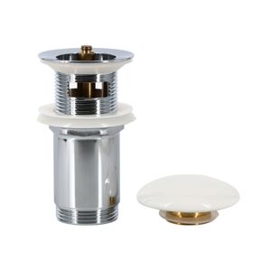 ของเสียป๊อปอัพทองเหลืองชุบเงาพร้อมฝาปิดสีขาวคลิก-clack สำหรับอ่างล้างหน้าขนาดเส้นผ่านศูนย์กลาง1.1/4 "ที่มีท่อระบายน้ำ1อัน - Product Image 6