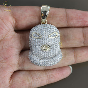 เครื่องประดับสำหรับผู้ชายดีไซน์ใหม่สีทองเข้ม10K เพชรโมอิสซาไนท์สไตล์ฮิปฮอปแบบมีฮู้ดจี้รูปหน้ากาก - Product Image 4