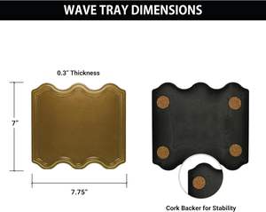 La última bandeja decorativa de metal dorado Mate, detalles recubiertos de polvo de aluminio dorado para un elegante entretenimiento multiuso con almohadillas deslizantes - Product Image 3