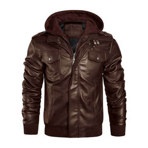 Hoodie en cuir élégant et décontracté pour l'hiver, léger, avec coutures soignées, allure moderne, texture durable, confortable à porter - Product Image 1