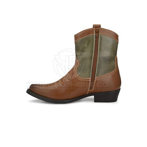 Bottes de Cowboy en cuir classiques pour hommes Chaussures d'équitation de style occidental à bout carré durable Bottes de Cowboy occidentales brodées - Product Image 4