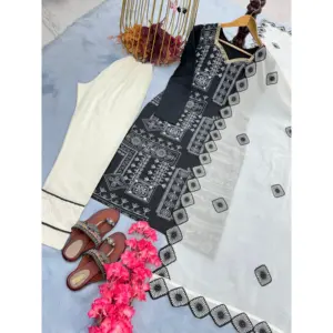 Conjunto de Top y Pantalón Bordado para Mujer, Ropa de Fiesta con Dupatta - Product Image 2