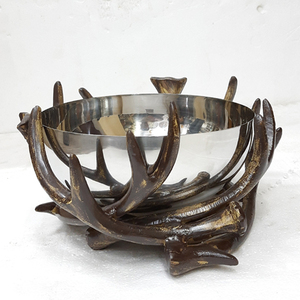 Bol à polir en acier inoxydable et en aluminium de forme ronde en métal aspect bois de cerf Bol japonais en céramique décoratif pour la maison - Product Image 1