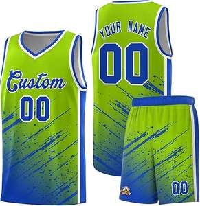 Conjunto de camisetas y pantalones cortos de baloncesto de EE. UU., diseño de uniforme sublimado de malla, secado rápido, transpirable, ligero, de talla grande, estampado bajo - Product Image 1