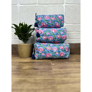 Quilted Bohemian <b>for</b> Toiletry & <b>Makeup</b> Bag with Block Print Tassel Pattern and Drawstring Closure <b>for</b> Organizing <b>Makeup</b> <b>Storage</b> - Product Image 6