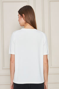 T-shirt en tricot à manches courtes et col rond pour femmes, confortable et élégant, respirant, de haute qualité, service OEM - Product Image 4