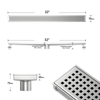 NEODRAIN 32 Inch Modern Stainless Steel Shower Drain Square Slot Cover Direct Drain Style for Bathroom USA Dropship Supported