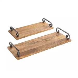 Ensemble le plus vendu de 2 plateaux de service en bois pour tables de restaurant plateau de service en bois de forme personnalisée de style nordique avec poignée latérale - Product Image 5