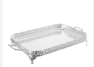 ถาดเสิร์ฟทองเหลืองแบบดั้งเดิมถาดโลหะโลหะสำหรับตกแต่งโต๊ะอาหารอินเดีย - Product Image 3