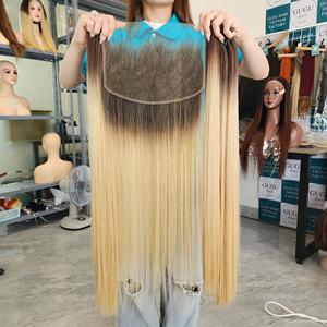 Vente en gros 100% perruque de cheveux humains bruts vietnamiens brun pour Ombre pré-plumé os droit de haute qualité transparent dentelle vendeur - Product Image 2