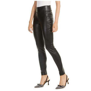 INC International Concepts Pantaloni casual da donna a vita alta in ecopelle, modello skinny, neri, taglia 0 Petite - Product Image 1