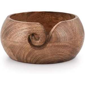 Bol de rangement de fil en bois avec sculpture décorative gril artisanal à tricoter et accessoires au crochet fournitures - Product Image 6