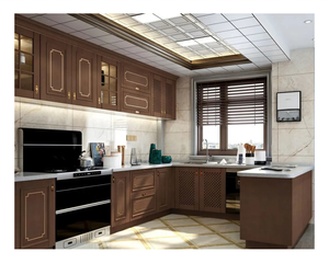 Mueble de Cocina Modular Completo en Forma de U, de Madera Maciza con Acabado Lacado, Estilo Clásico Antiguo para Hotel, con Isla - Product Image 3