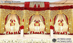 Traditional Indian Wedding Mandap Backdrop Frame Wedding Venue Mandap Backdrop Frame <b>Gold</b> <b>Medallions</b> for Wedding Mandap Decor - Product Image 3